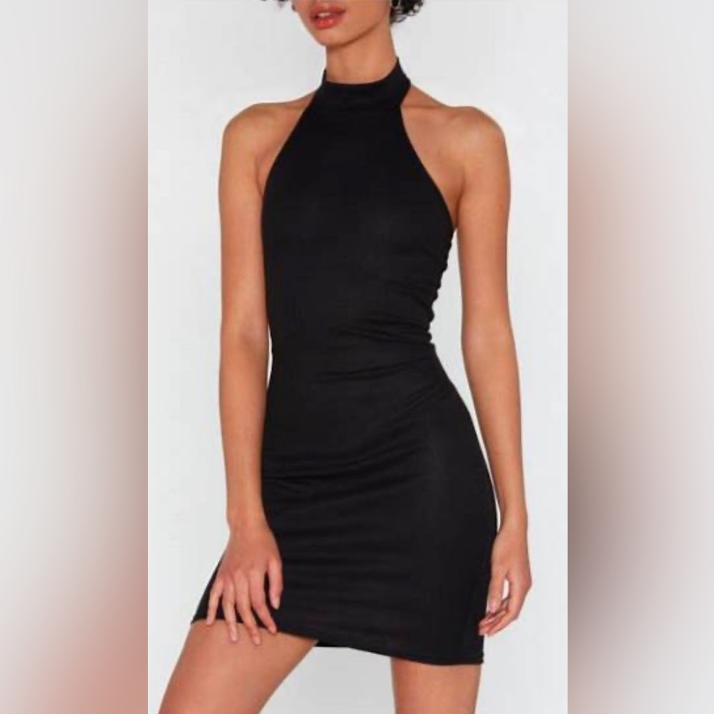 Nasty Gal ribbed high neck mini dress
